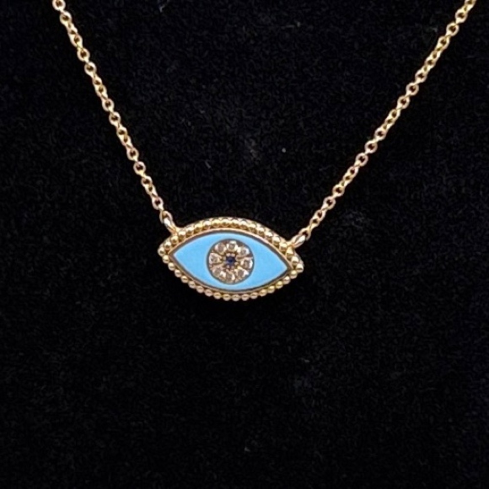 EFFY Sapphire & Diamond Accent Evil Eye 18" Pendant Necklace in 14k Gold - Picture 5 of 7